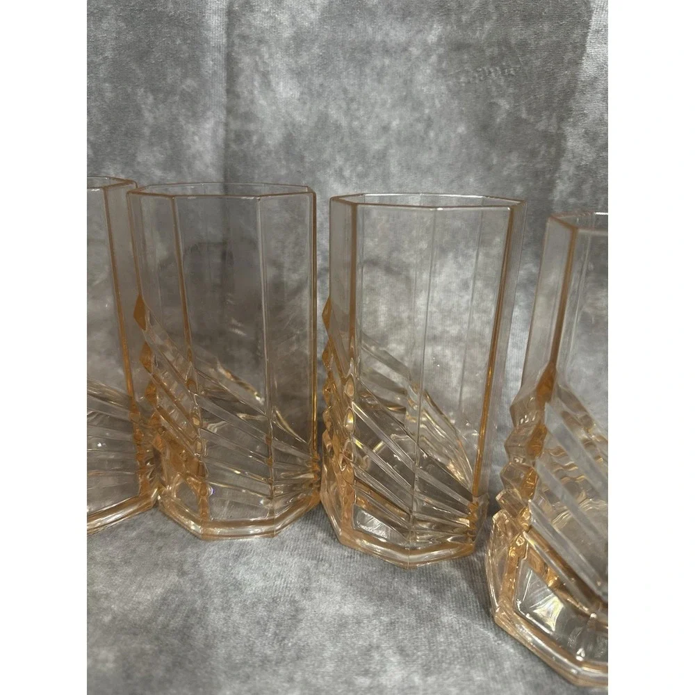 Vintage Art Deco Style 1980S Plastic Drink Tall Drinking Cups Dusty Pink